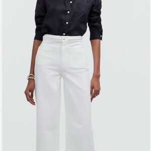 Madewelll x Lisa Says Gah high waisted White Wide Leg Jeans